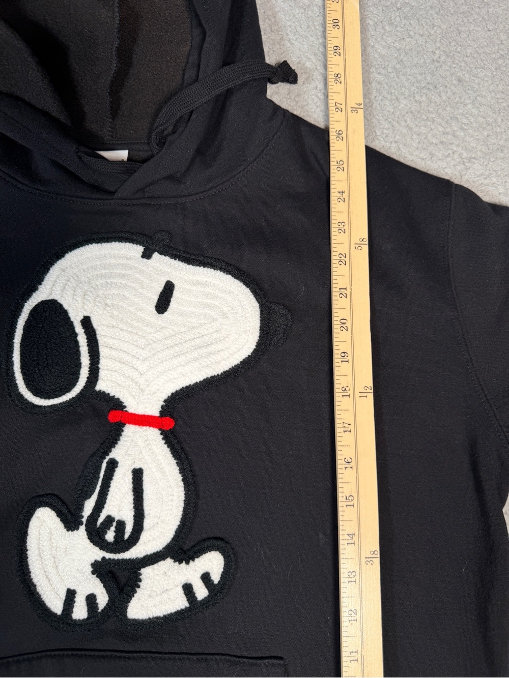 Peanuts Snoopy embroidered black hoodie sweatshirt XL classic - Picture 6 of 10